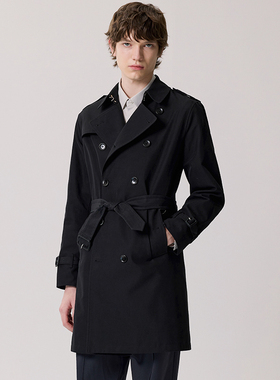 新品春秋季中长款战壕商务风衣防泼水面料青年休闲英伦男士潮外套