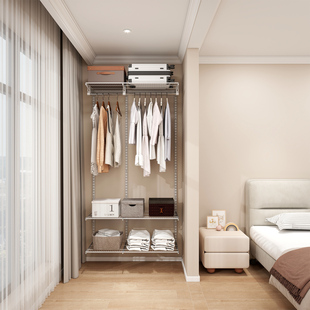 惠普登1.0米小户型金属衣柜定制走入式 金属框架整体储物间衣帽间