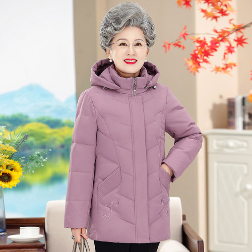 冬季加厚保暖中老年妈妈羽绒服