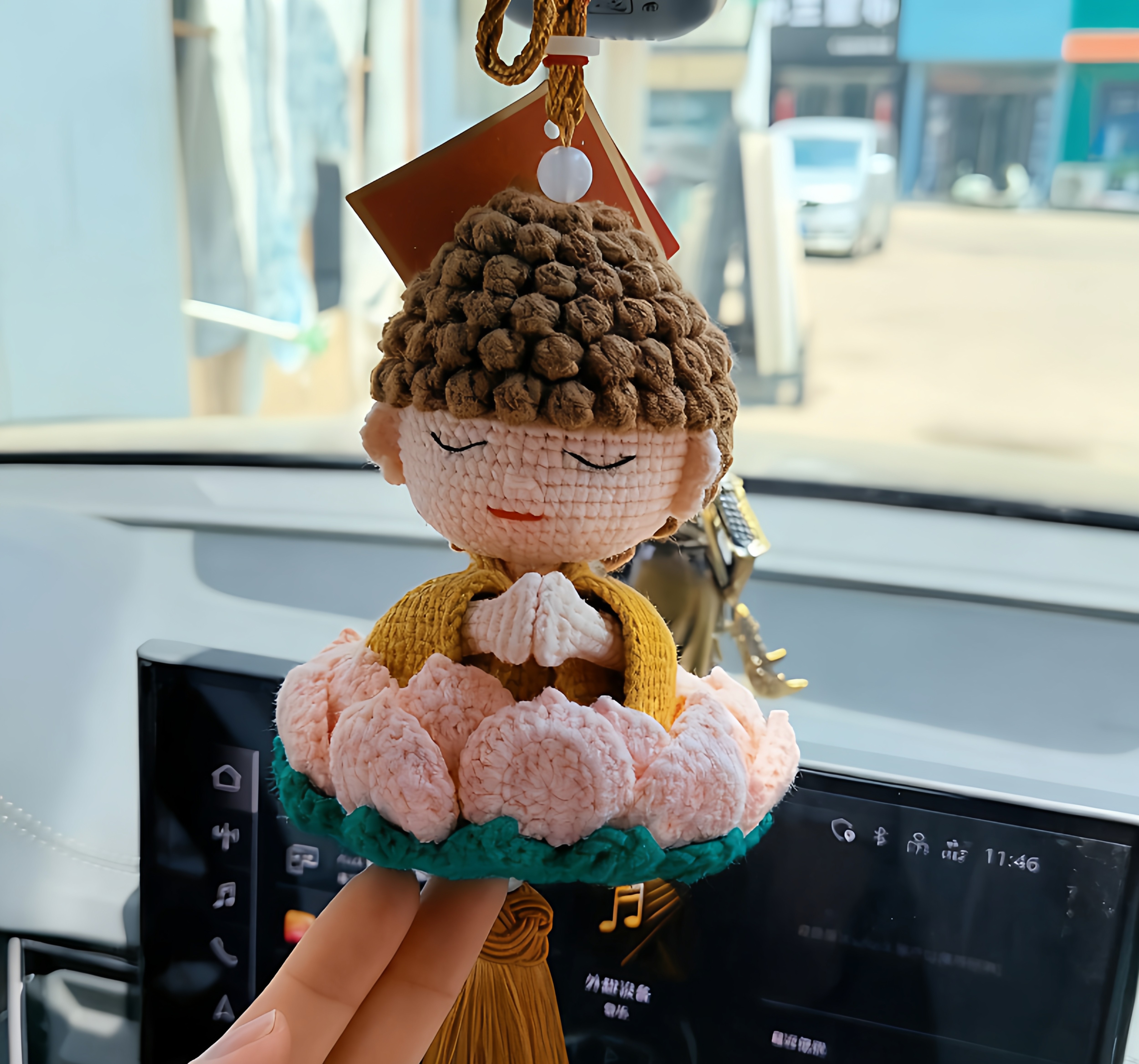 【成品现发】莲花小佛成品挂件纯手工钩织玩偶汽车挂件diy材料包