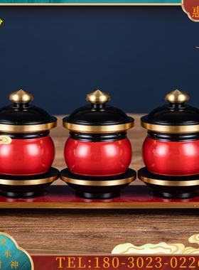 铜圣水杯佛前供具招财进宝素面家用净水杯礼佛用品摆件