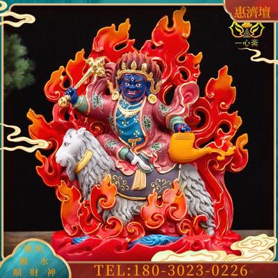 2寸纯铜彩绘骑羊单坚护法神具誓护法佛像善金刚居士密宗