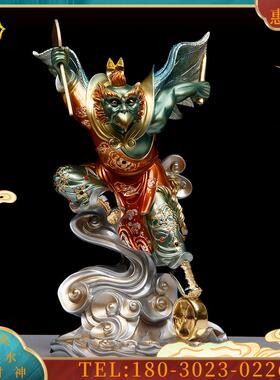 6英寸纯铜彩绘《雷震子神像摆件》家用佛堂雷公雕像艺术