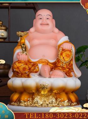 12/16/19/26英寸汉白玉弥勒佛像坐莲笑佛大肚佛未来佛摆件