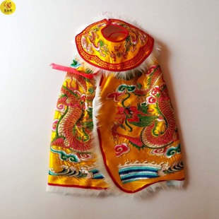 精致带领围龙袍佛像披风佛衣神衣服神像衣服高档神袍黄色龙衣41cm