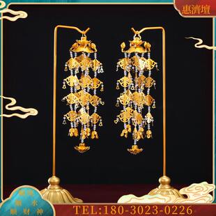 圆通佛具用品寺院佛堂璎珞鎏金莲花摆件佛像供具供佛幢幡挂件一对