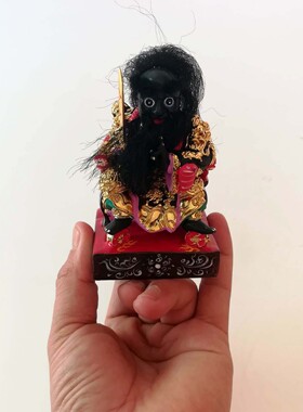手工木雕神像摆件4寸张公法主