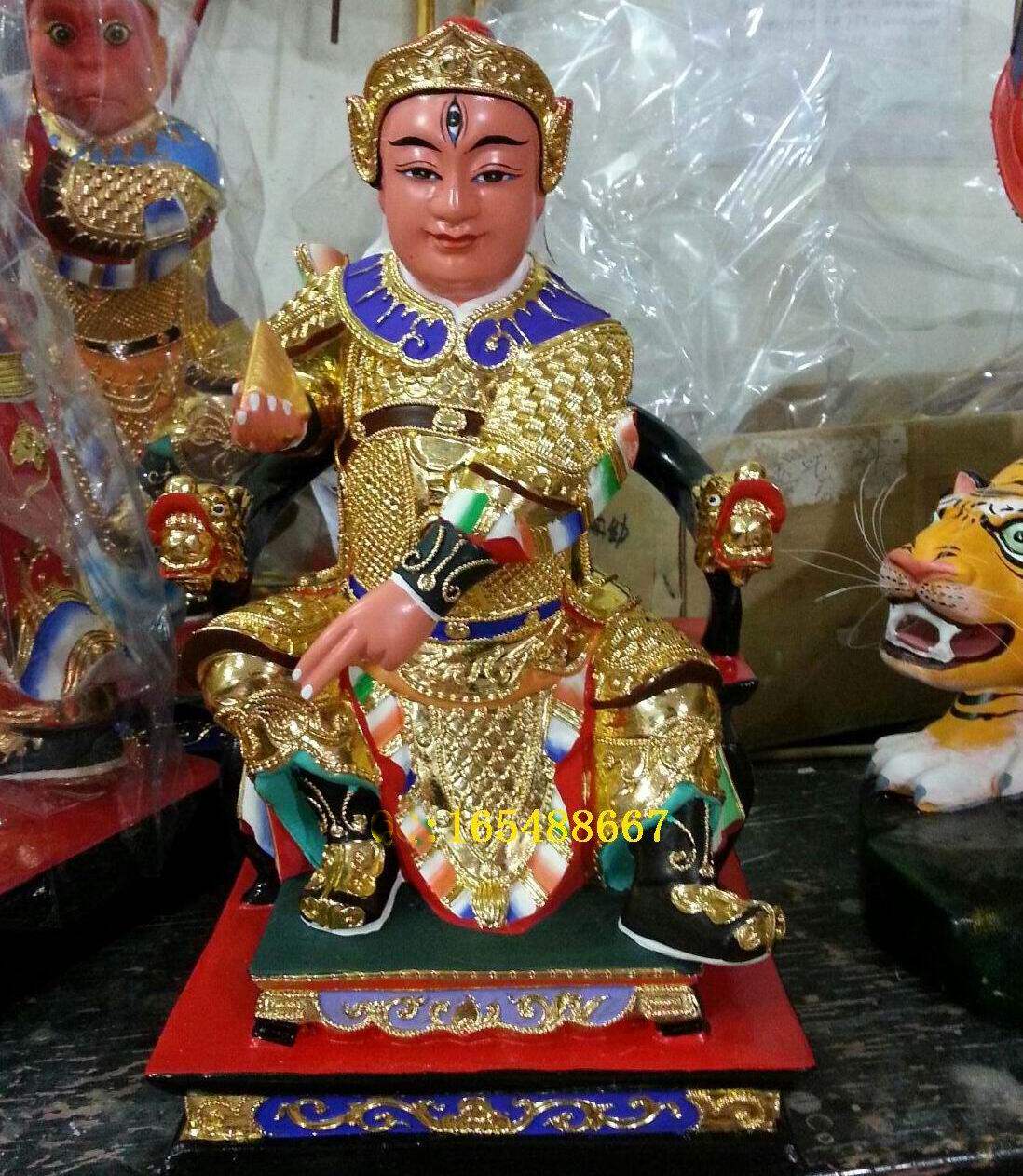 木雕摆件华光大帝 木雕 华光神像 五显灵官大帝 华光将 火神 30cm