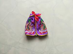 20cm佛像披风神像披风民间民俗绣品紫色披风龙袖披风紫气东来紫衣