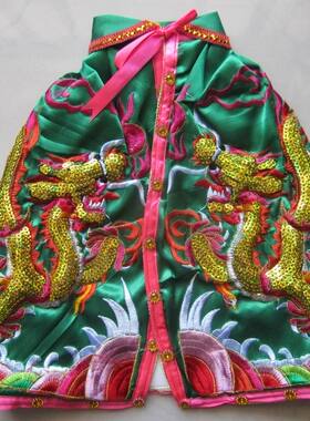 绿色佛衣凸绣龙袍 关公绿袍龙袍 神衣 佛像披风斗篷 佛像袍36CM