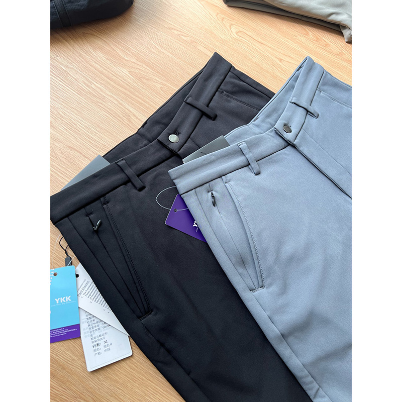 一粒扣加绒设计男士休闲裤