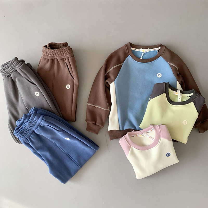 圆领加绒保暖儿童卫衣+裤子套装