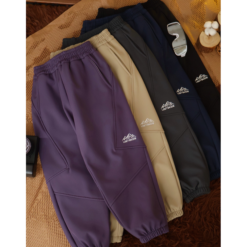 010708~「包邮 行走的小暖炉」松紧腰加绒保暖~儿童休闲裤