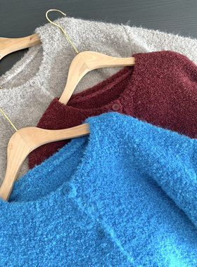 012301~「包邮 温柔到骨子里」圆领单排扣设计~女士针织开衫