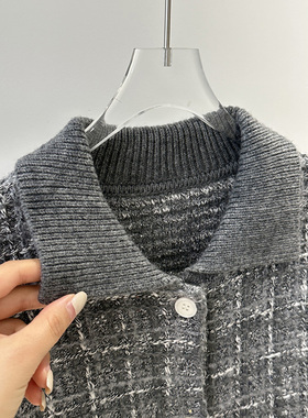 012210~「包邮 松弛又时髦」编织撞色彩点~女士开衫