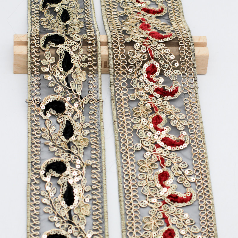 黑色民族风刺绣亮片花边辅料 手工diy服装领口汉服配饰织带辅料,纺织面料/辅料/配套,服装花边,淘宝优惠券,粉丝福利购,淘宝优惠卷