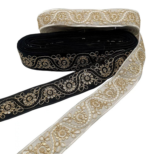 白色民族风花边金股线