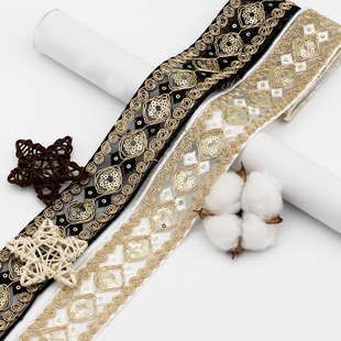 金线亮片手工diy服装 网纱蕾丝刺绣花边 领口配饰辅料 新款 4.8CM