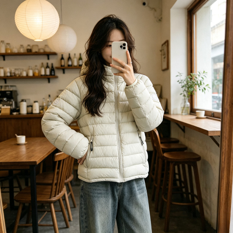 欧货连帽设计感休闲宽松小个子轻薄款保暖防寒排骨服外套女棉衣潮