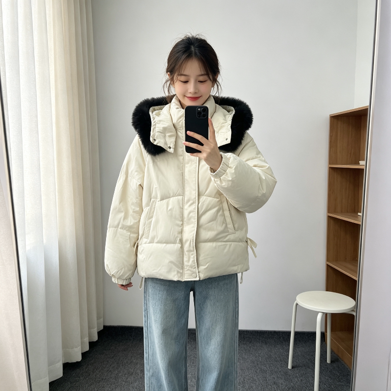 大毛领温柔风加厚保暖连帽宽松大码小个子棉服外套女面包服棉袄潮