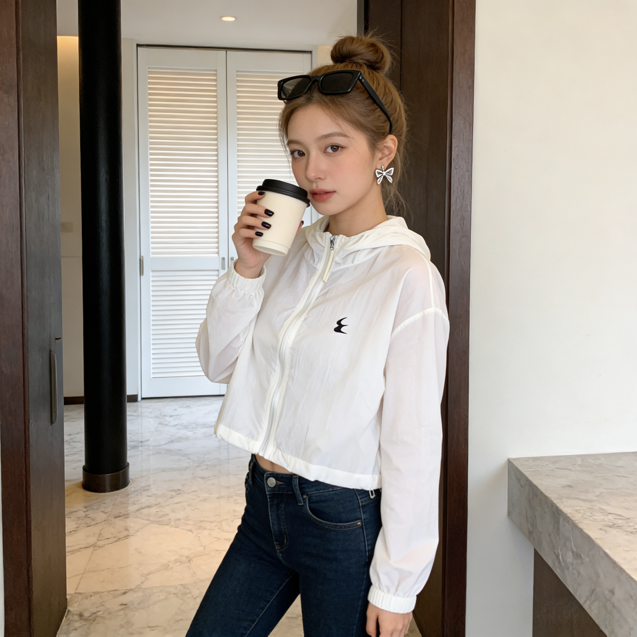 防晒衣女款夏季薄款2026新款小个子宽松百搭连帽防晒服短款外套女