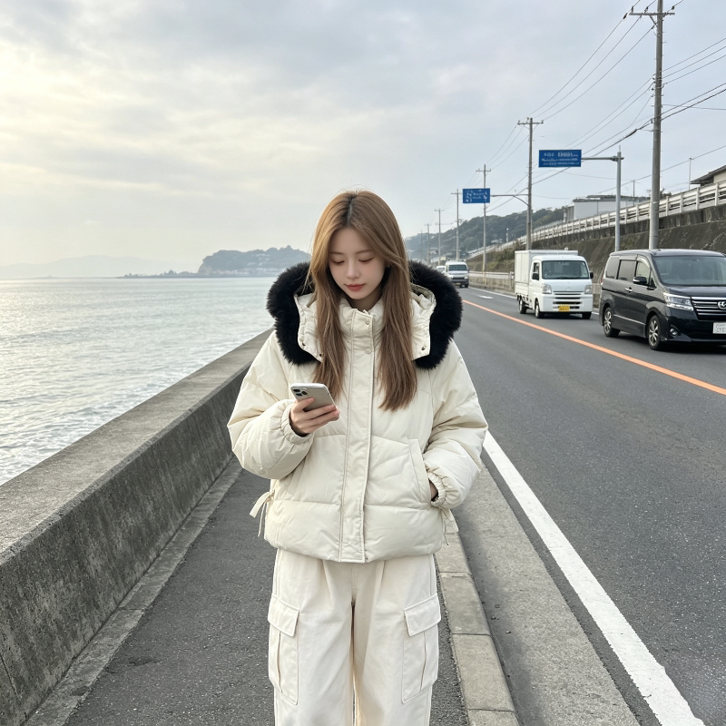 冬季慵懒风大码宽松小个子连帽大毛领休闲百搭棉服外套女面包服潮