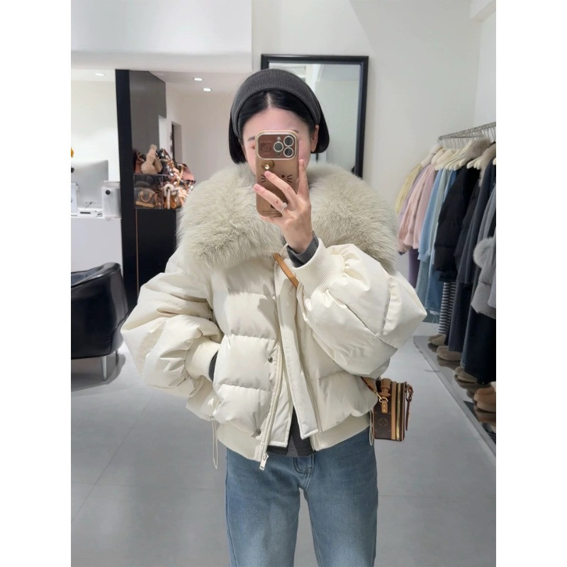 大毛领翻领短款收腰显瘦小个子棉服外套女防寒保暖面包服棉袄洋气