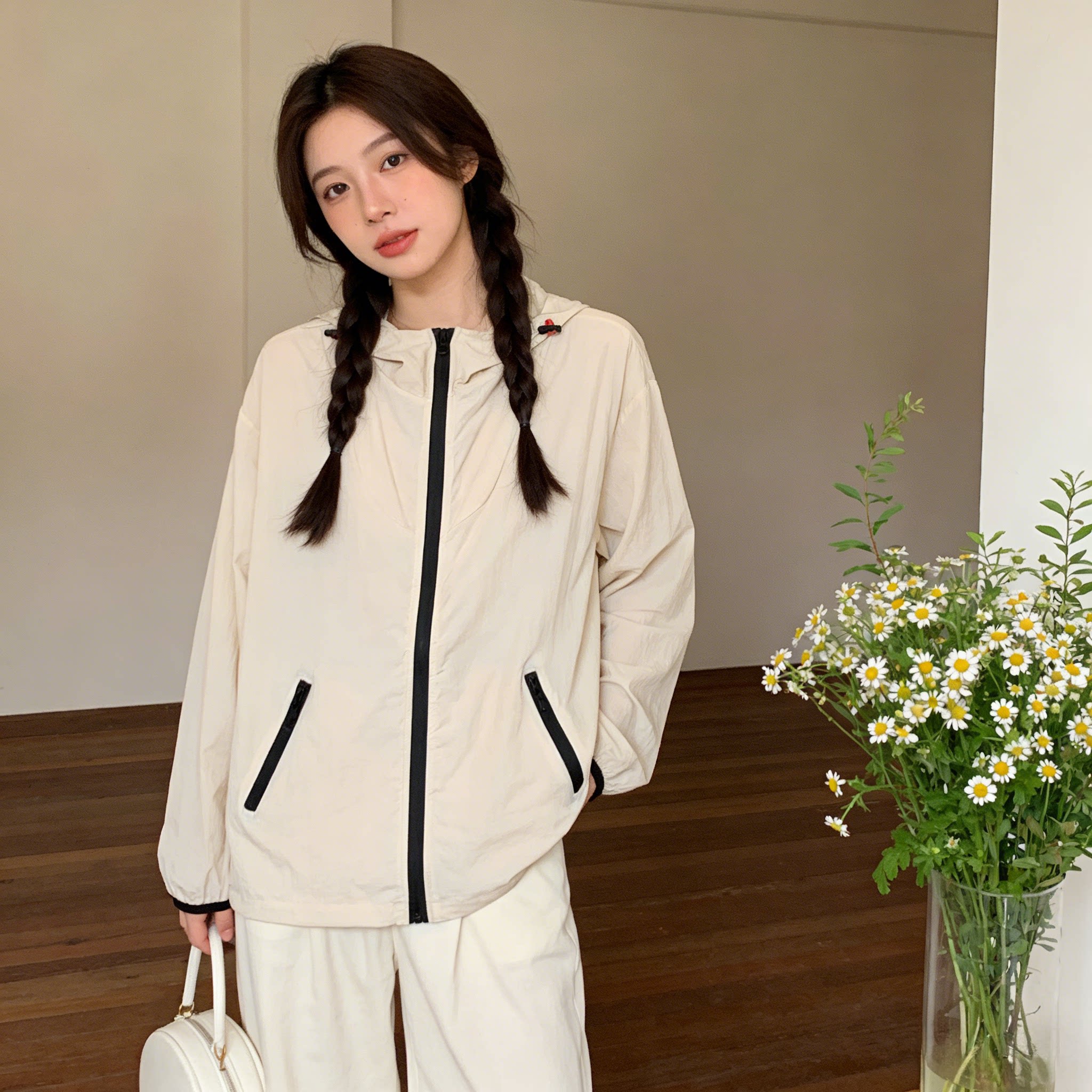 夏季连帽薄款冰丝透气设计感宽松大码小个子防晒衣外套女空调罩衫