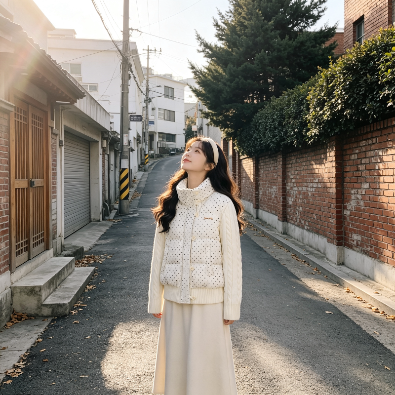 冬季波点立领设计感针织麻花袖子拼接休闲小个子棉服外套女加厚潮