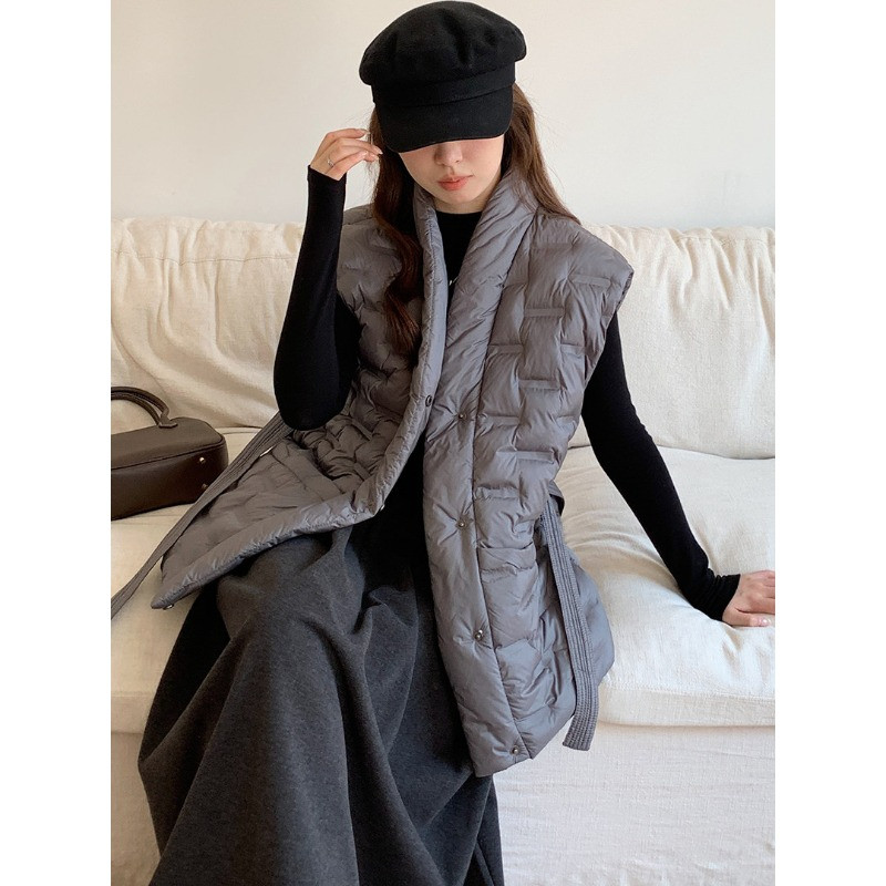 欧货秋冬设计感宽松大码小个子无袖看见没休闲百搭棉服马夹外套女