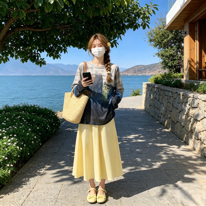 夏季薄款冰丝透气宽松大码慵懒风休闲小个子防晒长袖T恤女空调衫