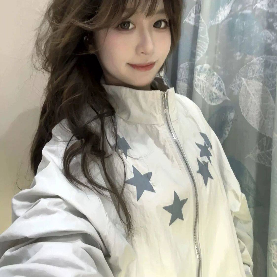 星星印花设计感慵懒风宽松大码小个子薄款冰丝透气防晒外套女洋气