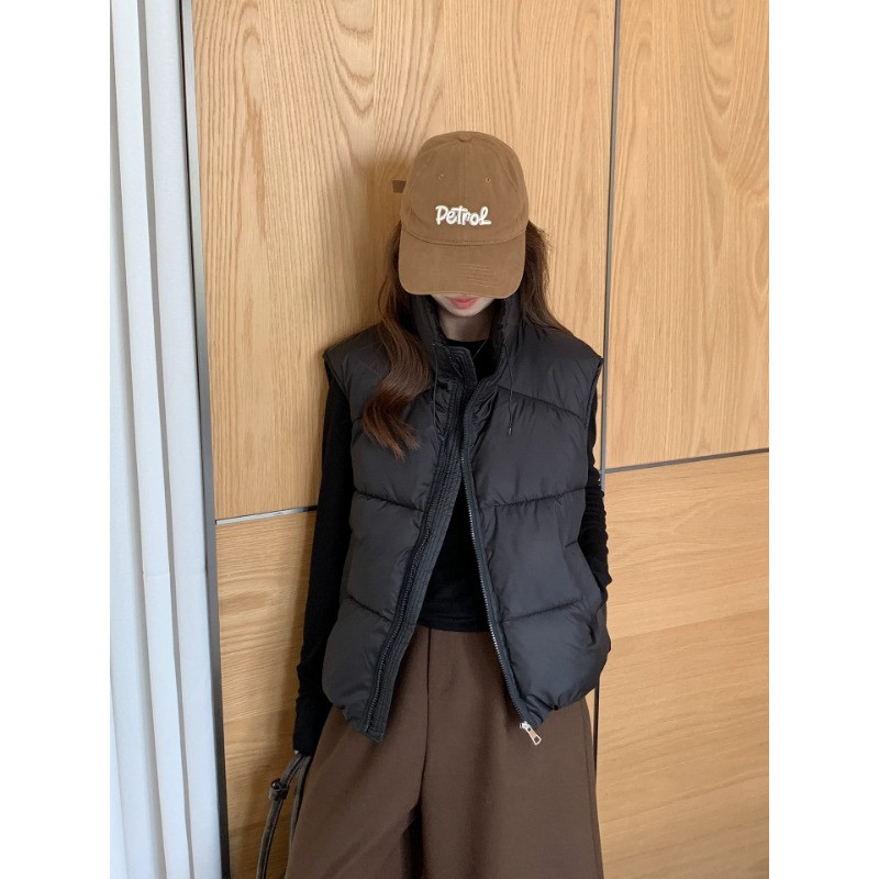 秋冬立领泡芙款休闲宽松大码小个子无袖坎肩棉服马夹外套女设计感
