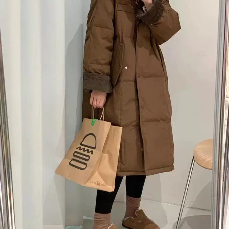 欧货灯芯绒拼接撞色设计感宽松大码小个子休闲百搭棉服外套女大衣