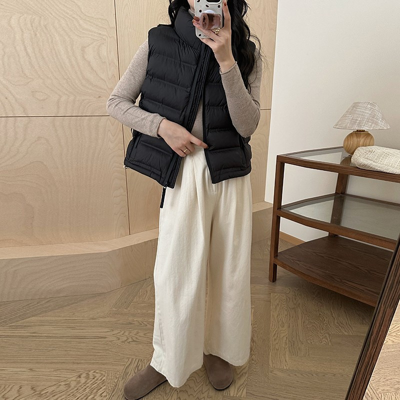 秋冬立领无袖坎肩排骨服马夹外套女小个子百搭气质棉衣背心洋气潮