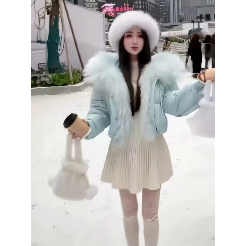 轻奢气质毛领保暖防寒小个子短款休闲百搭棉服外套女面包服洋气潮