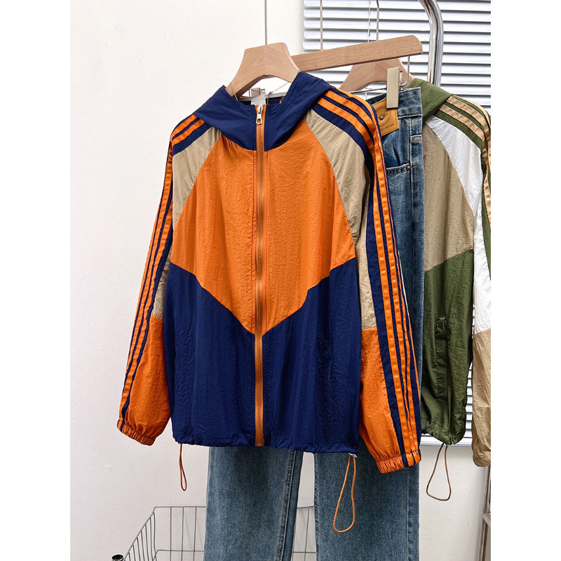 拼接撞色设计感宽松大码小个子薄款冰丝透气防晒外套女空调衣罩衫