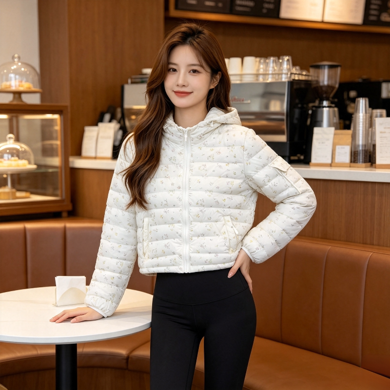秋冬轻薄款连帽防寒保暖排骨服棉衣外套女休闲小个子洋气百搭气质