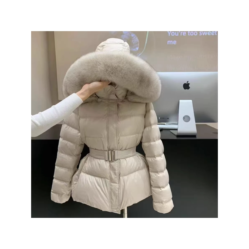 温柔风大毛领加厚保暖连帽收腰洋气设计感宽松大码小个子棉服女潮