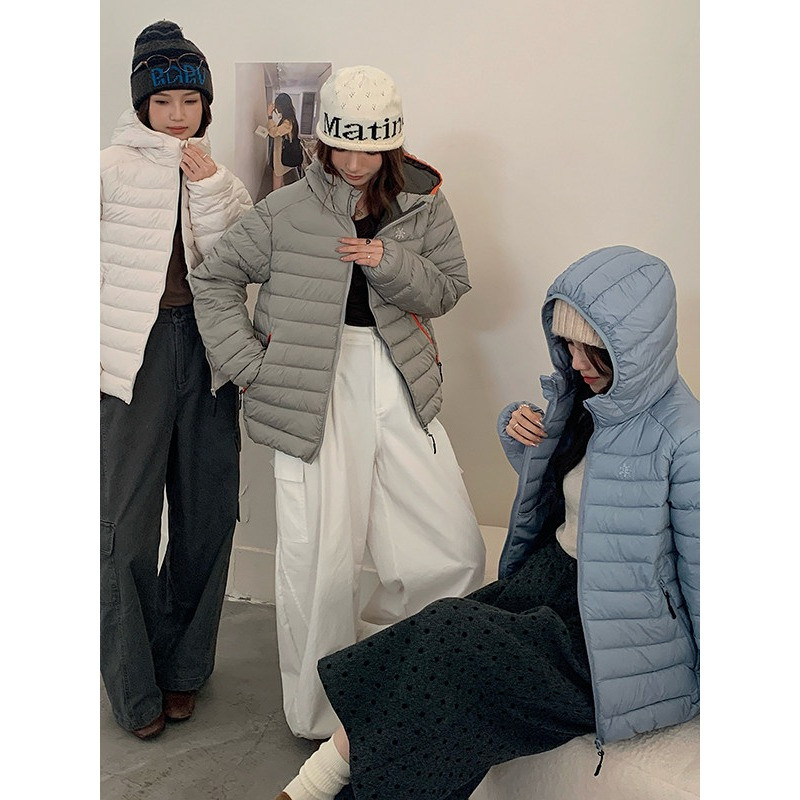 秋冬轻薄款连帽宽松大码小个子保暖防寒休闲百搭排骨服棉衣外套女