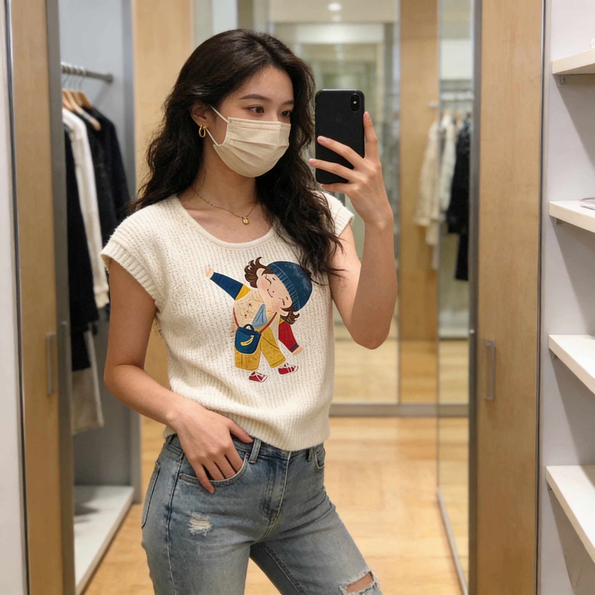 冰丝针织短袖薄款t恤女夏季欧货正肩轻奢高级感法式镂空短款上衣