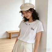 校园风彩虹斑马T恤女夏季 不规则领口学生减龄上衣洋气百搭潮 新款