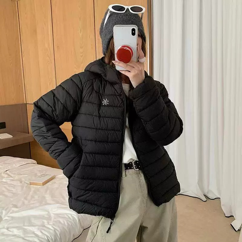 秋冬连帽设计感轻薄款休闲宽松保暖防寒小个子棉服外套女排骨棉袄
