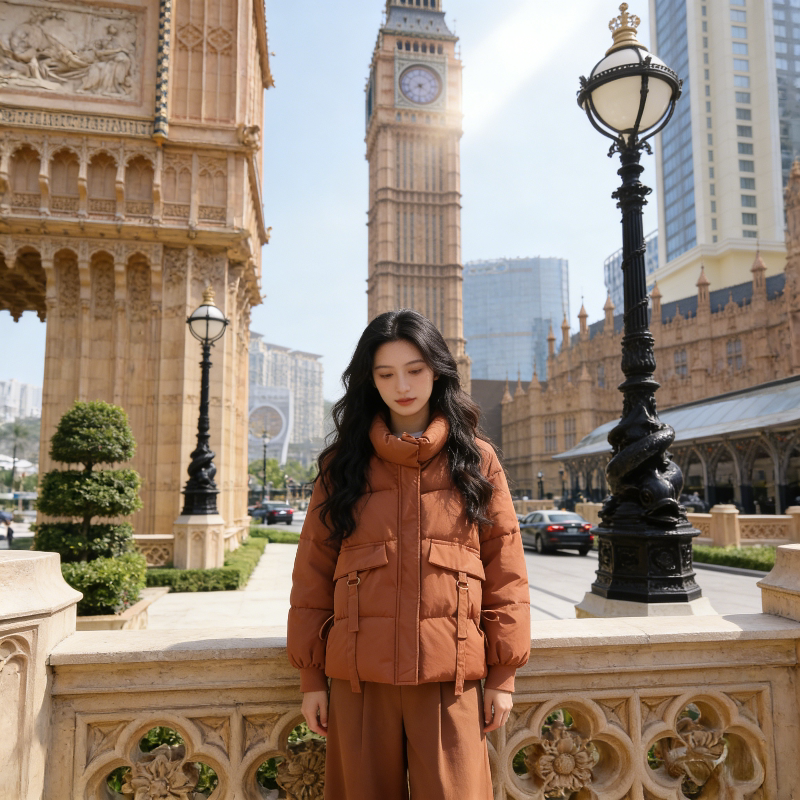 慵懒风立领宽松大码小个子加厚保暖防寒棉服外套女面包服棉袄洋气