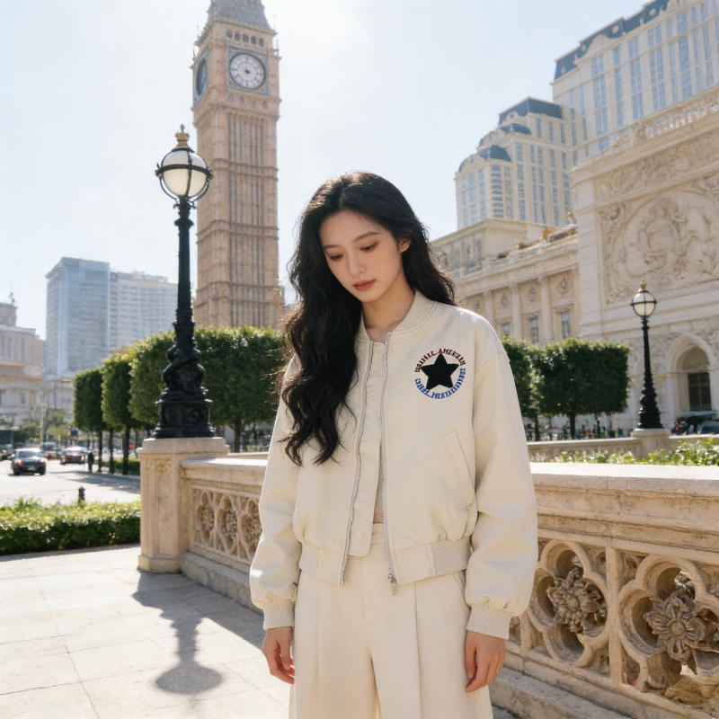 美式复古棒球服外套女春秋季2026新款字母短款小个子减龄夹克洋气