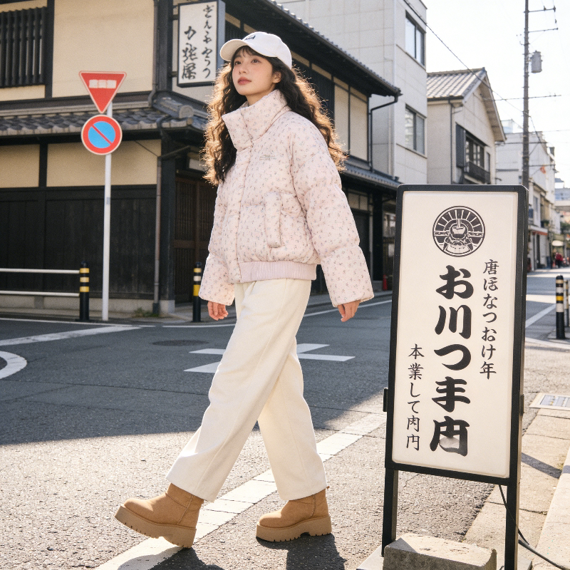 碎花短款设计感立领加厚保暖防寒宽松小个子棉服外套女面包服棉袄