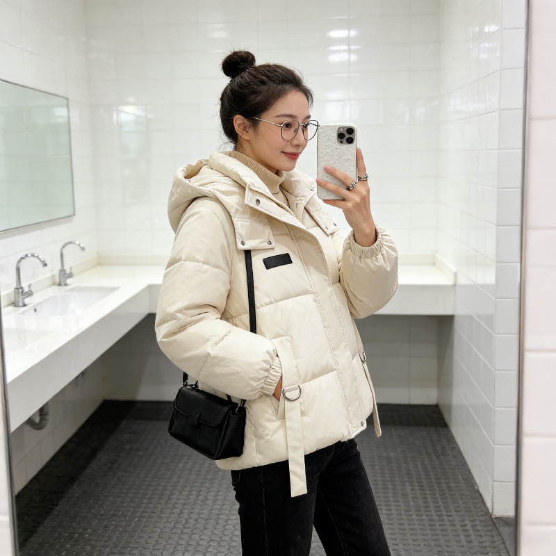 慵懒风宽松大码小个子连帽加厚保暖防寒棉服外套女百搭面包服棉袄