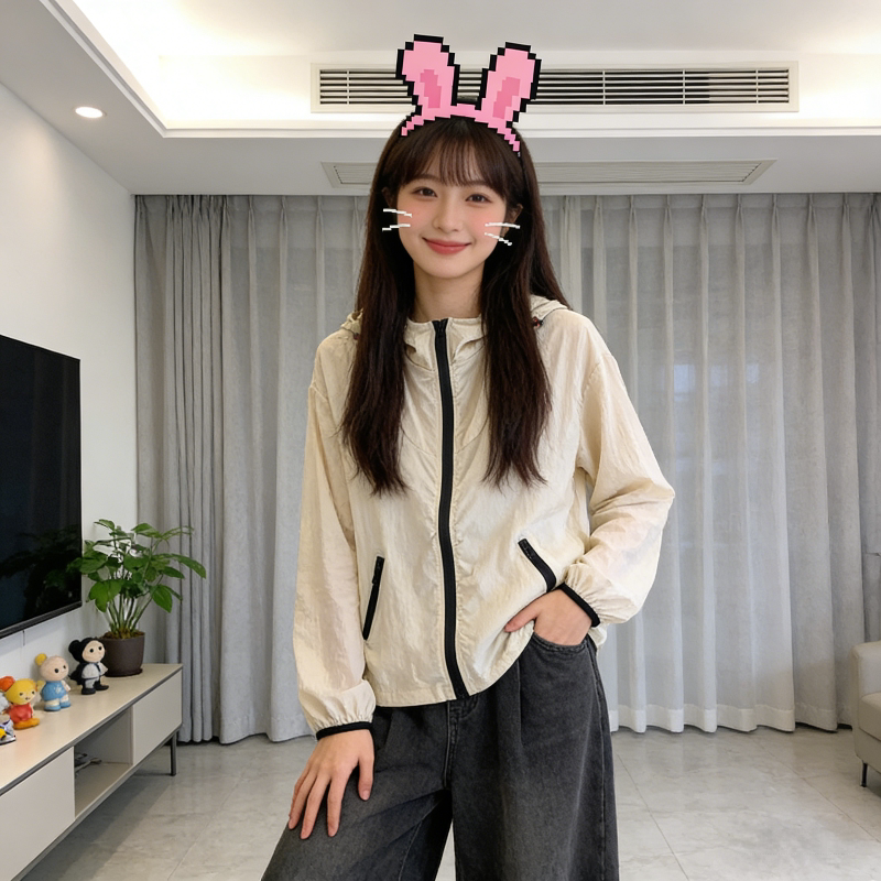 薄款冰丝透气连帽设计感宽松大码小个子防晒衣外套女长袖空调罩衫