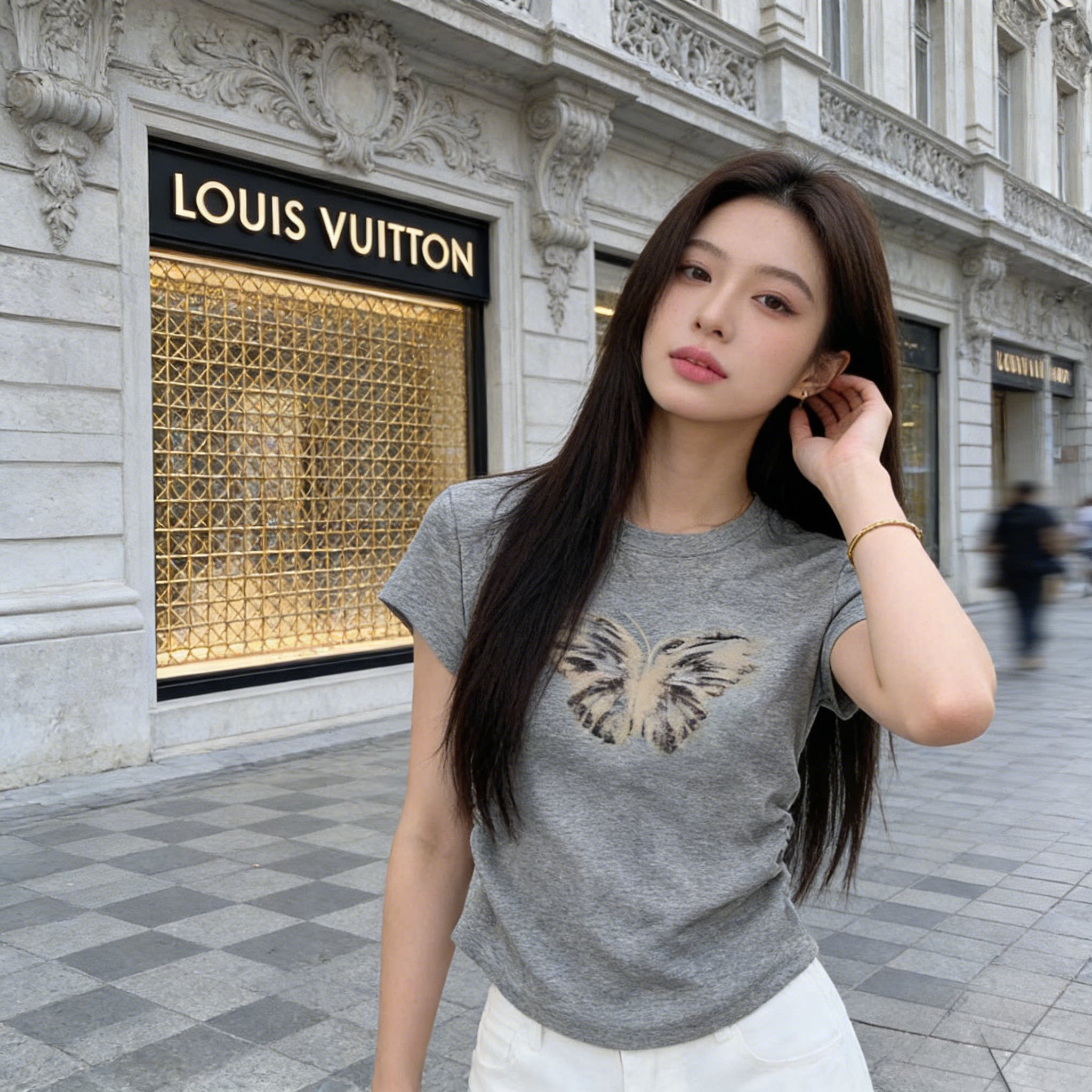 短袖T恤女修身显瘦设计感抽褶短款洋气小众百搭小个子上衣洋气潮