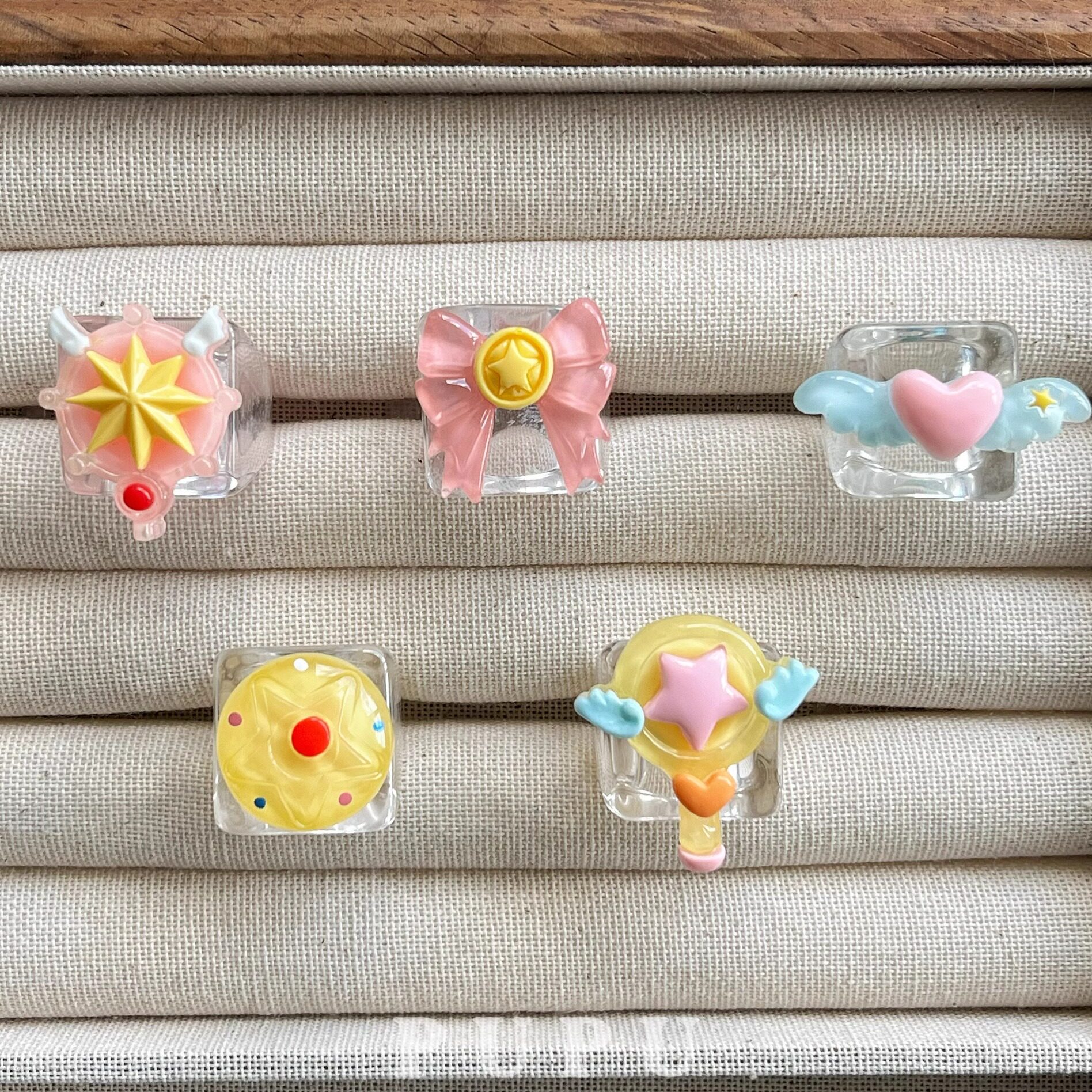 PUPU亚克力树脂透色美少女战士水冰月戒指不规则戒圈小众个性ins